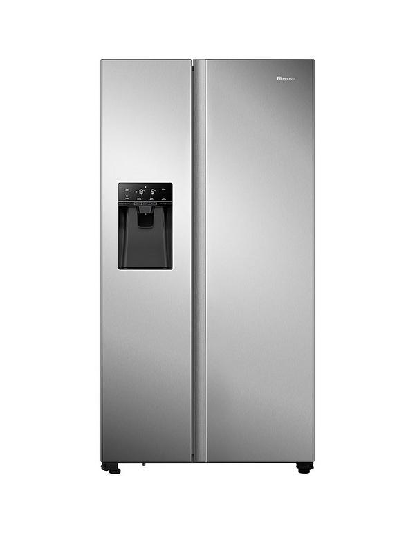 Hisense RS694N4TIE 90cm Wide Side by Side, Non-Plumbed Water and Ice, American Fridge Freezer - Stainless Steel